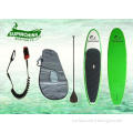 White with Green Color Epoxy Paddle Boards designed for the